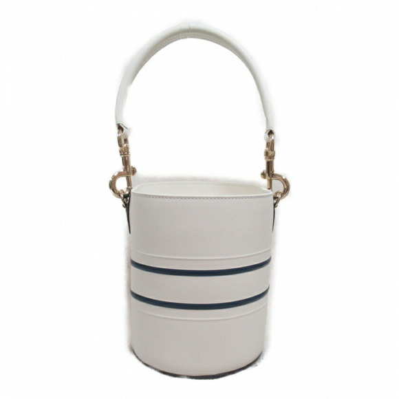 Dior Shoulder Bag Leather White Navy Blue - Picture 2 of 6